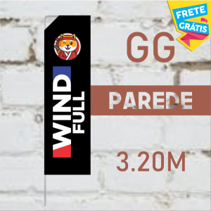 WIND FULL PAREDE (GG) Completo com Hastes e Suporte de Aço 3.20m x 0.65m Dupla-Face 4 x 4 RETANGULAR Embalagem / Estrutura de Alumínio Desmontável FRETE GRÁTIS NAS COMPRAS ACIMA DE 100,00, CONSULTE AS REGIÕES.